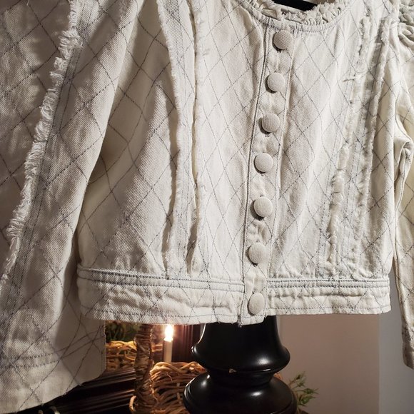 LoveShackFancy Elmont Denim Jacket Small/Medium - Picture 4 of 14
